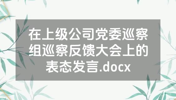 在上级公司党委巡察组巡察反馈大会上的表态发言.docx