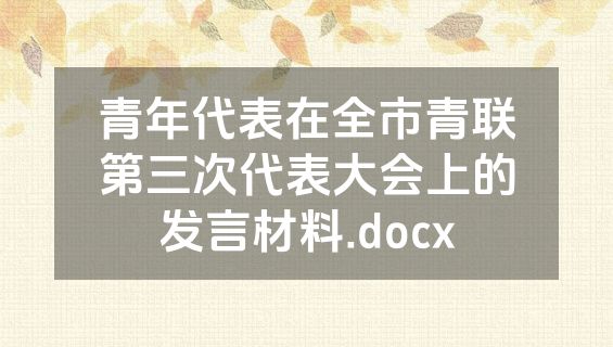 青年代表在全市青联第三次代表大会上的发言材料.docx