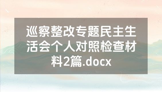 巡察整改专题民主生活会个人对照检查材料2篇.docx