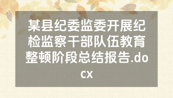 某县纪委监委开展纪检监察干部队伍教育整顿阶段总结报告.docx