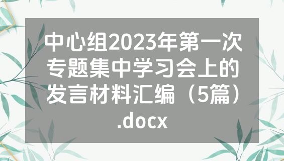 中心组2023年第一次专题集中学习会上的发言材料汇编（5篇）.docx