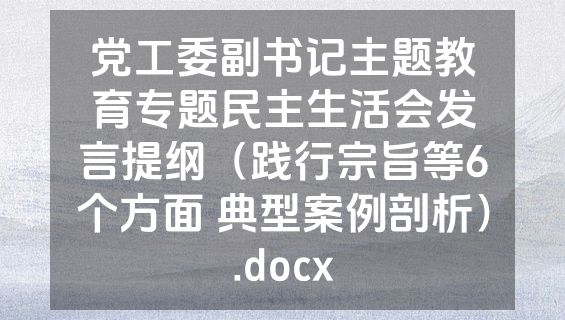 党工委副书记主题教育专题民主生活会发言提纲（践行宗旨等6个方面 典型案例剖析）.docx