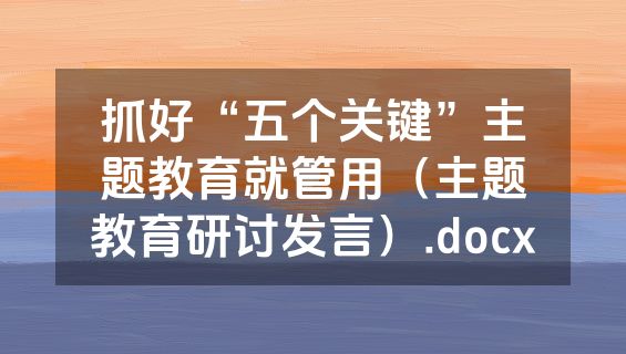 抓好“五个关键”主题教育就管用（主题教育研讨发言）.docx