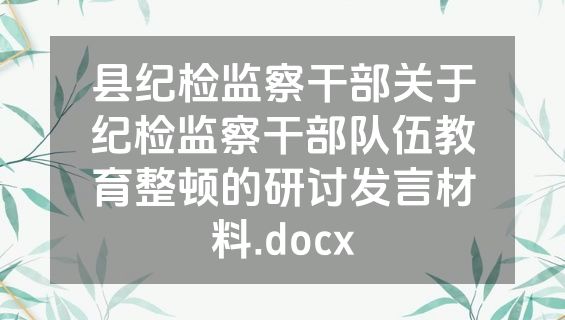 县纪检监察干部关于纪检监察干部队伍教育整顿的研讨发言材料.docx
