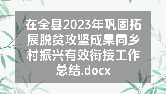 在全县2023年巩固拓展脱贫攻坚成果同乡村振兴有效衔接工作总结.docx