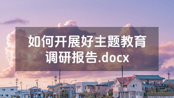 如何开展好主题教育调研报告.docx