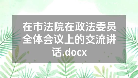 在市法院在政法委员全体会议上的交流讲话.docx