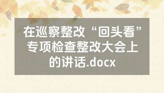 在巡察整改“回头看”专项检查整改大会上的讲话.docx