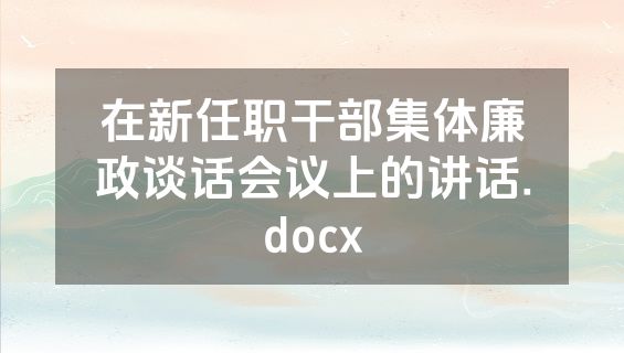 在新任职干部集体廉政谈话会议上的讲话.docx