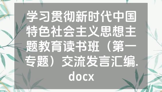 学习贯彻新时代中国特色社会主义思想主题教育读书班（第一专题）交流发言汇编.docx