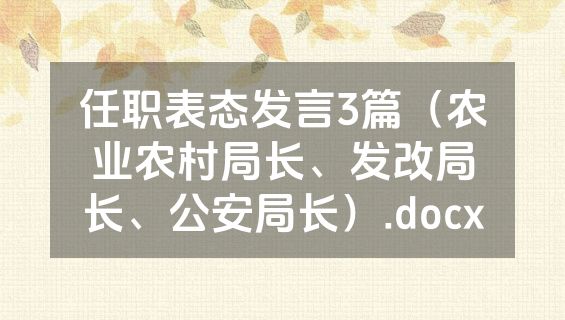 任职表态发言3篇（农业农村局长、发改局长、公安局长）.docx