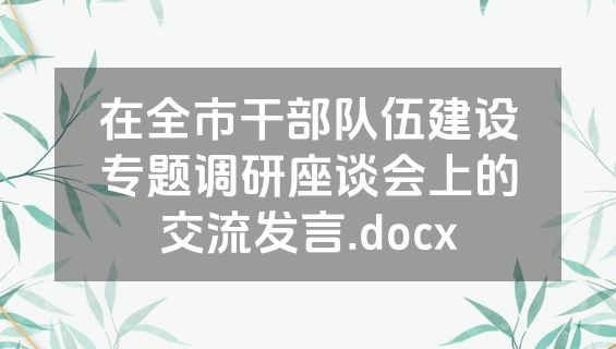 在全市干部队伍建设专题调研座谈会上的交流发言.docx