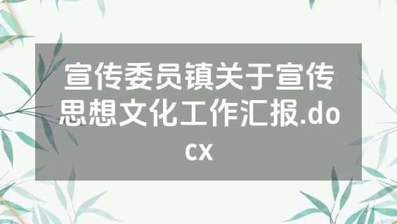 宣传委员镇关于宣传思想文化工作汇报.docx