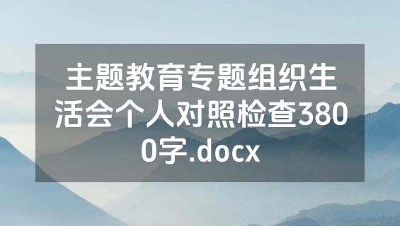 主题教育专题组织生活会个人对照检查3800字.docx
