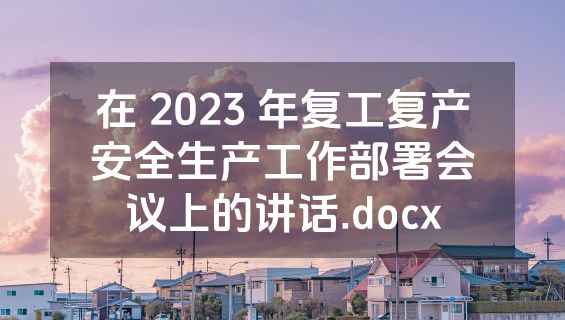 在 2023 年复工复产安全生产工作部署会议上的讲话.docx