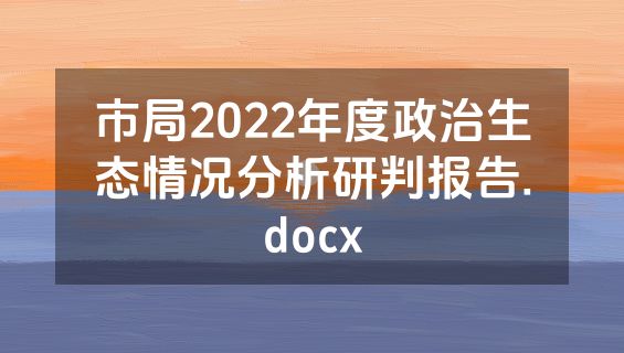 市局2022年度政治生态情况分析研判报告.docx