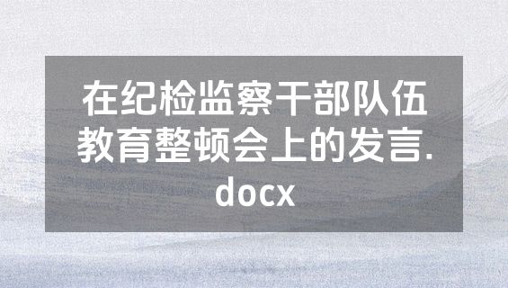 在纪检监察干部队伍教育整顿会上的发言.docx