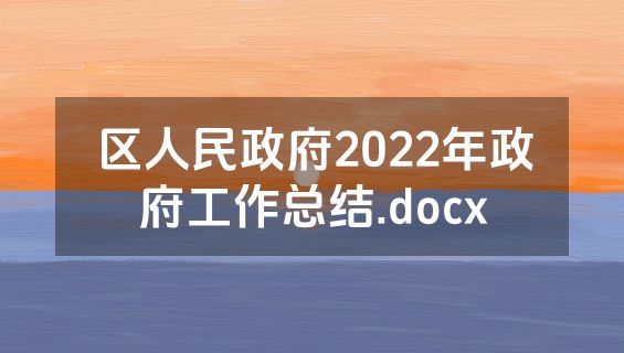 区人民政府2022年政府工作总结.docx