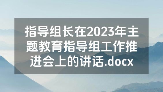 指导组长在2023年主题教育指导组工作推进会上的讲话.docx