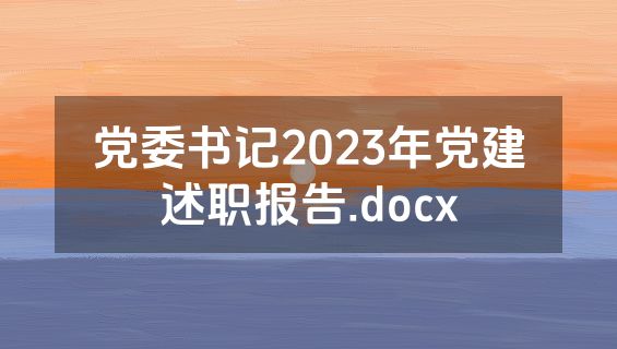 党委书记2023年党建述职报告.docx