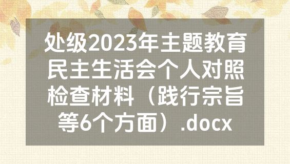 处级2023年主题教育民主生活会个人对照检查材料（践行宗旨等6个方面）.docx