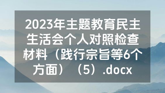 2023年主题教育民主生活会个人对照检查材料（践行宗旨等6个方面）（5）.docx