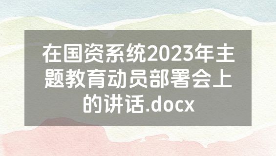 在国资系统2023年主题教育动员部署会上的讲话.docx