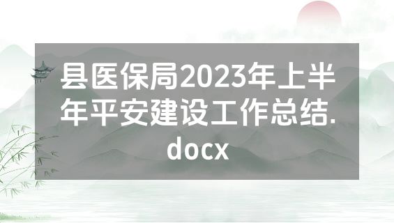 县医保局2023年上半年平安建设工作总结.docx