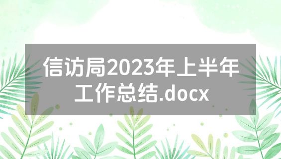 信访局2023年上半年工作总结.docx