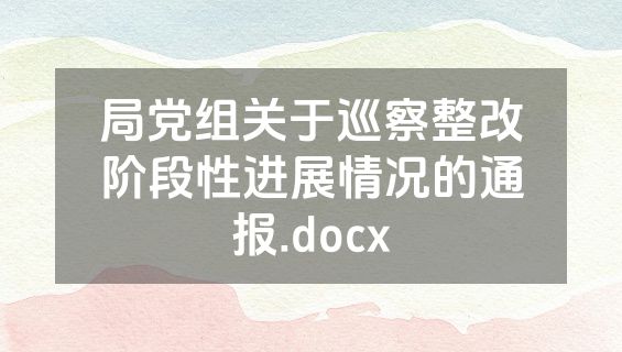 局党组关于巡察整改阶段性进展情况的通报.docx