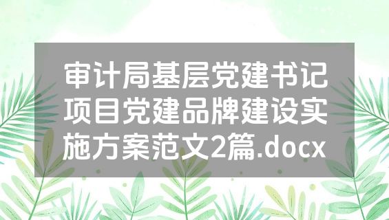 审计局基层党建书记项目党建品牌建设实施方案范文2篇.docx