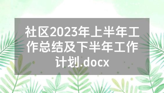 社区2023年上半年工作总结及下半年工作计划.docx