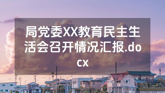 局党委XX教育民主生活会召开情况汇报.docx