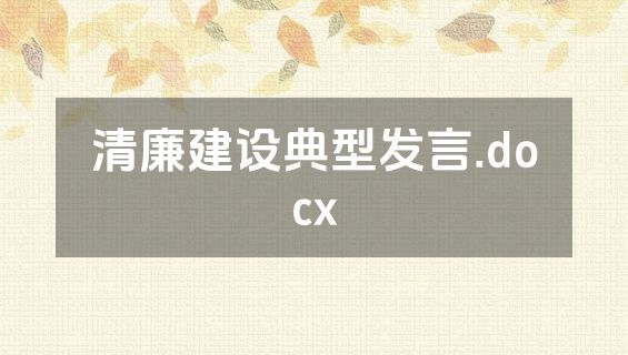 清廉建设典型发言.docx