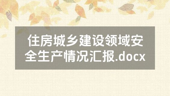 住房城乡建设领域安全生产情况汇报.docx
