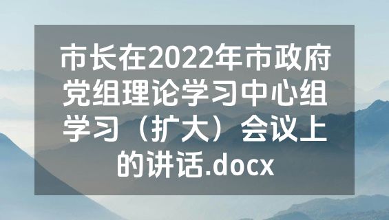 市长在2022年市政府党组理论学习中心组学习（扩大）会议上的讲话.docx
