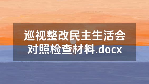巡视整改民主生活会对照检查材料.docx