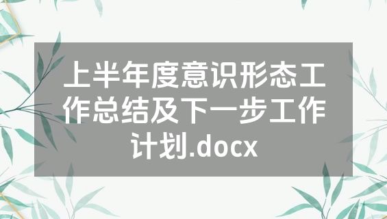 上半年度意识形态工作总结及下一步工作计划.docx