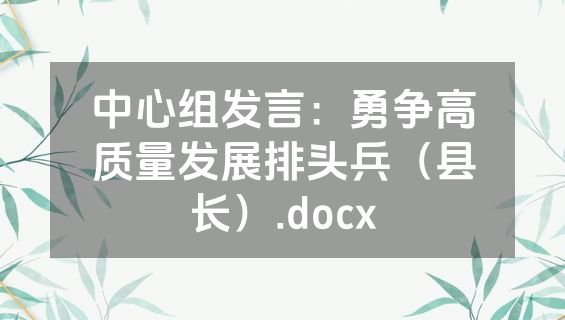 中心组发言：勇争高质量发展排头兵（县长）.docx