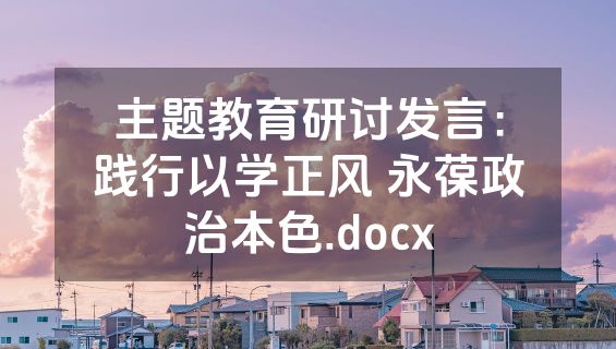 主题教育研讨发言：践行以学正风 永葆政治本色.docx