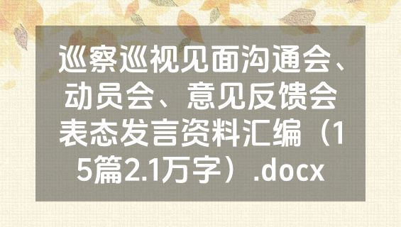 巡察巡视见面沟通会、动员会、意见反馈会表态发言资料汇编（15篇2.1万字）.docx
