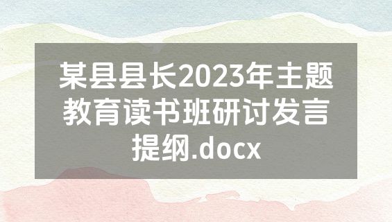 某县县长2023年主题教育读书班研讨发言提纲.docx