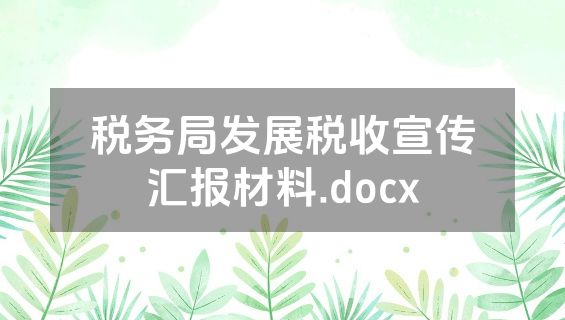 税务局发展税收宣传汇报材料.docx