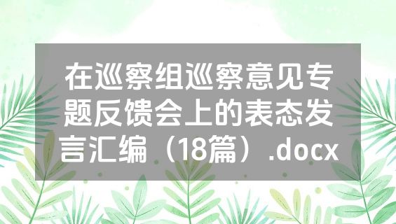 在巡察组巡察意见专题反馈会上的表态发言汇编（18篇）.docx