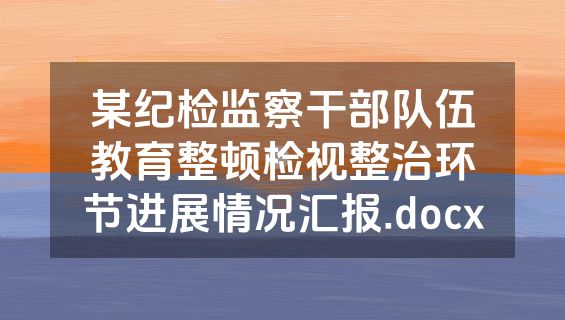某纪检监察干部队伍教育整顿检视整治环节进展情况汇报.docx