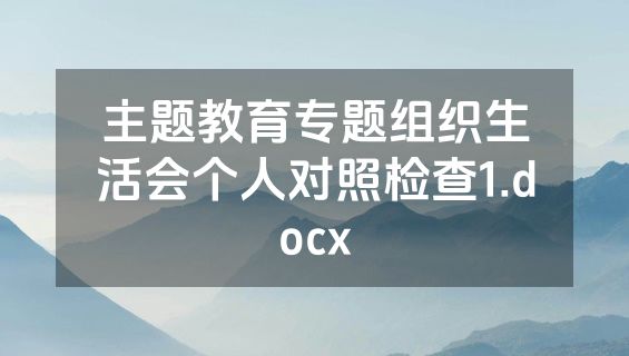 主题教育专题组织生活会个人对照检查1.docx