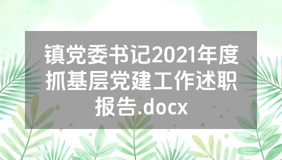 镇党委书记2021年度抓基层党建工作述职报告.docx
