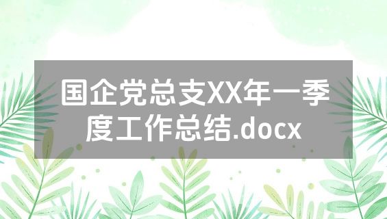 国企党总支XX年一季度工作总结.docx