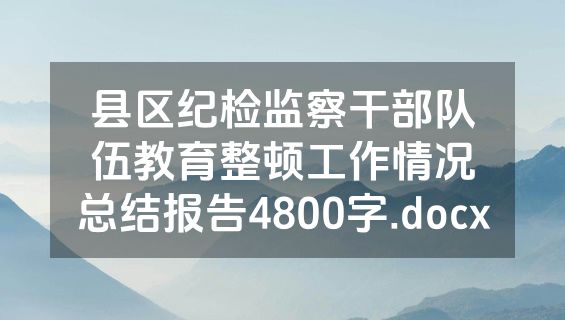 县区纪检监察干部队伍教育整顿工作情况总结报告4800字.docx