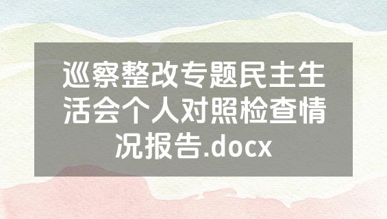 巡察整改专题民主生活会个人对照检查情况报告.docx